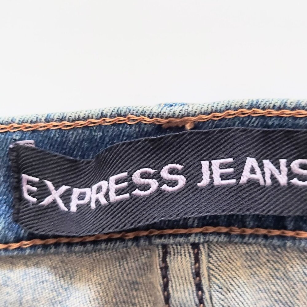 Express Jean Button Up Front Denim Jean Skirt Size 2 Blue - Picture 7 of 9